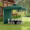 Carpa Plegable de Jardín de 2,5x2,5 m con Altura Ajustable Anti-UV con 1 Pared Lateral y Bolsas de Arena Verde - Ogal.Es