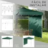 Carpa Plegable de Jardín de 2,5x2,5 m con Altura Ajustable Anti-UV con 1 Pared Lateral y Bolsas de Arena Verde - Ogal.Es