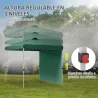 Carpa Plegable de Jardín de 2,5x2,5 m con Altura Ajustable Anti-UV con 1 Pared Lateral y Bolsas de Arena Verde - Ogal.Es