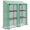 Invernadero de Jardín de 3 Niveles con Estantes Techo Inclinado y Puertas con Cremallera 143x46x141/151 cm Verde - Ogal.Es