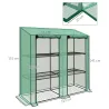Invernadero de Jardín de 3 Niveles con Estantes Techo Inclinado y Puertas con Cremallera 143x46x141/151 cm Verde - Ogal.Es