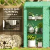 Invernadero de Jardín de 3 Niveles con Estantes Techo Inclinado y Puertas con Cremallera 143x46x141/151 cm Verde - Ogal.Es