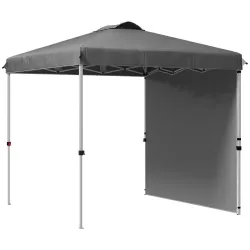 Carpa Plegable de Jardín de 2,5x2,5 m con Altura Ajustable Anti-UV con 1 Pared Lateral y Bolsas de Arena Gris Os... - Ogal.Es