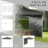 Carpa Plegable de Jardín de 2,5x2,5 m con Altura Ajustable Anti-UV con 1 Pared Lateral y Bolsas de Arena Gris Os... - Ogal.Es