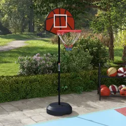 Canasta de Baloncesto Ajustable con Diana Magnética y Dardos Base Rellenable para Interior Ø38x129-179 cm Negro - Ogal.Es
