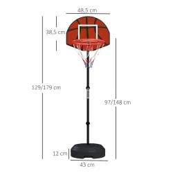 Canasta de Baloncesto Ajustable con Diana Magnética y Dardos Base Rellenable para Interior Ø38x129-179 cm Negro - Ogal.Es