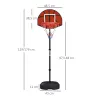 Canasta de Baloncesto Ajustable con Diana Magnética y Dardos Base Rellenable para Interior Ø38x129-179 cm Negro - Ogal.Es