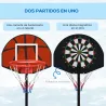 Canasta de Baloncesto Ajustable con Diana Magnética y Dardos Base Rellenable para Interior Ø38x129-179 cm Negro - Ogal.Es