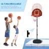 Canasta de Baloncesto Ajustable con Diana Magnética y Dardos Base Rellenable para Interior Ø38x129-179 cm Negro - Ogal.Es
