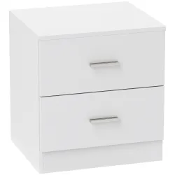 Mesilla de Noche con 2 Cajones Mesita Auxiliar para Salón Dormitorio Carga 30 kg 45x39,5x49 cm Blanco - Ogal.Es