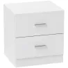 Mesilla de Noche con 2 Cajones Mesita Auxiliar para Salón Dormitorio Carga 30 kg 45x39,5x49 cm Blanco - Ogal.Es