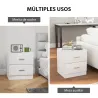 Mesilla de Noche con 2 Cajones Mesita Auxiliar para Salón Dormitorio Carga 30 kg 45x39,5x49 cm Blanco - Ogal.Es