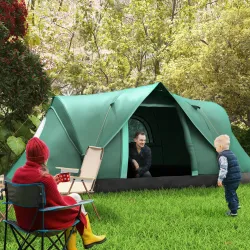 Tienda de Acampada para 5-6 Personas Impermeable 3000mm+ con Bolsa de Transporte y Gancho 455x220x180 cm Verde - Ogal.Es