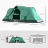 Tienda de Acampada para 5-6 Personas Impermeable 3000mm+ con Bolsa de Transporte y Gancho 455x220x180 cm Verde - Ogal.Es