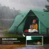 Tienda de Acampada para 5-6 Personas Impermeable 3000mm+ con Bolsa de Transporte y Gancho 455x220x180 cm Verde - Ogal.Es