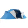Tienda de Campaña Familiar para 4 Personas con 2 Habitaciones y Bolsa de Transporte 430x230x170 cm Azul y Blanco - Ogal.Es