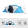 Tienda de Campaña Familiar para 4 Personas con 2 Habitaciones y Bolsa de Transporte 430x230x170 cm Azul y Blanco - Ogal.Es