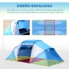 Tienda de Campaña Familiar para 4 Personas con 2 Habitaciones y Bolsa de Transporte 430x230x170 cm Azul y Blanco - Ogal.Es