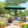 Sombrilla de Aluminio 2x3x2,5 m Parasol Rectangular de Jardín Inclinable con Manivela y Poste Desmontable Verde - Ogal.Es