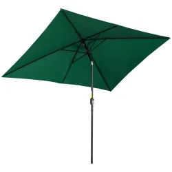 Sombrilla de Aluminio 2x3x2,5 m Parasol Rectangular de Jardín Inclinable con Manivela y Poste Desmontable Verde - Ogal.Es