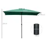 Sombrilla de Aluminio 2x3x2,5 m Parasol Rectangular de Jardín Inclinable con Manivela y Poste Desmontable Verde - Ogal.Es