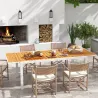 Mesa de Comedor Exterior Rectangular con Marco de Aluminio Carga 50 kg para Terraza Jardín 180/240x94x73 cm Marrón - Ogal.Es