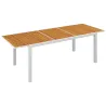 Mesa de Comedor Exterior Rectangular con Marco de Aluminio Carga 50 kg para Terraza Jardín 180/240x94x73 cm Marrón - Ogal.Es