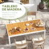 Mesa de Comedor Exterior Rectangular con Marco de Aluminio Carga 50 kg para Terraza Jardín 180/240x94x73 cm Marrón - Ogal.Es
