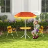 Set de 2 Sillas Plegables y Mesa para Niños Mesa con Sombrilla Ajustable en Altura Temática de León para Jardín ... - Ogal.Es