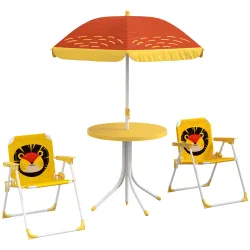 Set de 2 Sillas Plegables y Mesa para Niños Mesa con Sombrilla Ajustable en Altura Temática de León para Jardín ... - Ogal.Es