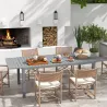 Mesa de Comedor Exterior Mesa de Terraza para 6 -8 Personas con Marco de Aluminio 180/240x94x73 cm Gris Oscuro - Ogal.Es