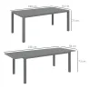 Mesa de Comedor Exterior Mesa de Terraza para 6 -8 Personas con Marco de Aluminio 180/240x94x73 cm Gris Oscuro - Ogal.Es