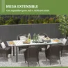 Mesa de Comedor Exterior Mesa de Terraza para 6 -8 Personas con Marco de Aluminio 180/240x94x73 cm Gris Oscuro - Ogal.Es