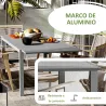 Mesa de Comedor Exterior Mesa de Terraza para 6 -8 Personas con Marco de Aluminio 180/240x94x73 cm Gris Oscuro - Ogal.Es