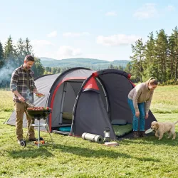 Tienda de Campaña Familiar 2 Personas Plegable Impermeable a Prueba de UV 20+ con Vestíbulo 426x206x154 cm Gris ... - Ogal.Es