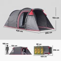 Tienda de Campaña Familiar 2 Personas Plegable Impermeable a Prueba de UV 20+ con Vestíbulo 426x206x154 cm Gris ... - Ogal.Es