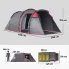 Tienda de Campaña Familiar 2 Personas Plegable Impermeable a Prueba de UV 20+ con Vestíbulo 426x206x154 cm Gris ... - Ogal.Es