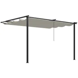 Pérgola de Pared para Exterior con Techo Retráctil para Patio Terraza Jardín 390x290x220 cm Crema - Ogal.Es