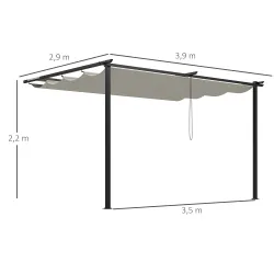 Pérgola de Pared para Exterior con Techo Retráctil para Patio Terraza Jardín 390x290x220 cm Crema - Ogal.Es