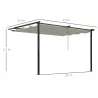 Pérgola de Pared para Exterior con Techo Retráctil para Patio Terraza Jardín 390x290x220 cm Crema - Ogal.Es