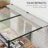 Pérgola de Pared para Exterior con Techo Retráctil para Patio Terraza Jardín 390x290x220 cm Crema - Ogal.Es