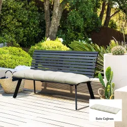 Cojín para Banco de Jardín o Balancín128x48x8 cm con 2 Cordones de Fijación Impermeable y Protección UV 50+ Crema - Ogal.Es