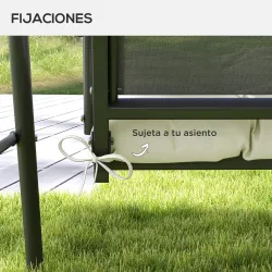 Cojín para Banco de Jardín o Balancín128x48x8 cm con 2 Cordones de Fijación Impermeable y Protección UV 50+ Crema - Ogal.Es