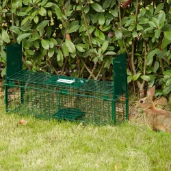 Trampa para Animales Vivos 60x18x20 cm con 2 Puertas Asa y Marco de Acero para Ratones Roedores Verde - Ogal.Es