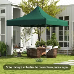 Techo de Repuesto para Carpa Plegable de Tela Oxford 3x3 m con Techo Puntiagudo Impermeable y Anti-UV Verde Oscuro - Ogal.Es