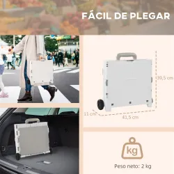 Carrito para Supermercado con 2 Ruedas Longitud de Mango Ajustable Capacidad 32 Litros 41,5x32,5x85 cm Blanco - Ogal.Es