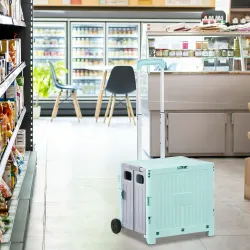 Carrito para Supermercado con 2 Ruedas Longitud de Mango Ajustable Capacidad 32 Litros 41,5x32,5x85 cm Verde - Ogal.Es