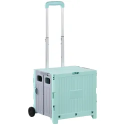 Carrito para Supermercado con 2 Ruedas Longitud de Mango Ajustable Capacidad 32 Litros 41,5x32,5x85 cm Verde - Ogal.Es
