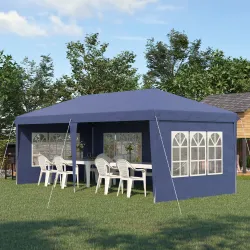 Carpa Plegable 6x3 m con 4 Laterales Desmontables Cenador de Jardín con 4 Ventanas Visibles y Bolsa de Transport... - Ogal.Es