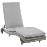 Tumbona de Jardín en Forma de S con 2 Ruedas Respaldo Ajustable en 5 Posiciones y Cojín Extraíble 207x70x70 cm Gris - Ogal.Es